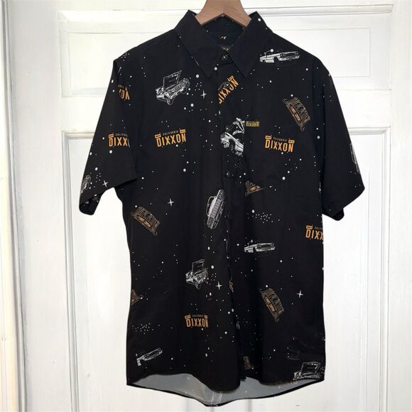 Dixxon Impala Party‎ Men's Medium Black Short Sleeve Button Down Shirt Car Show - Picture 5 of 8